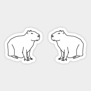 Capybara With Friend Minimal Line Drawing Sticker